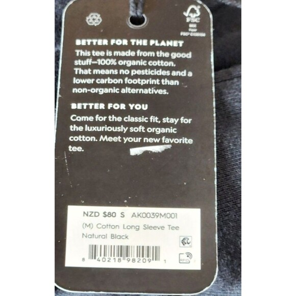 Allbirds Men's Organic Cotton Long Sleeve Tee Natural Black Size Small - Picture 4 of 8